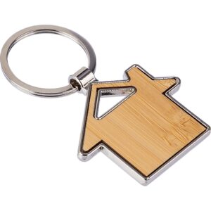 Schlüsselanhänger Haus aus Bambus für Ihre Werbung